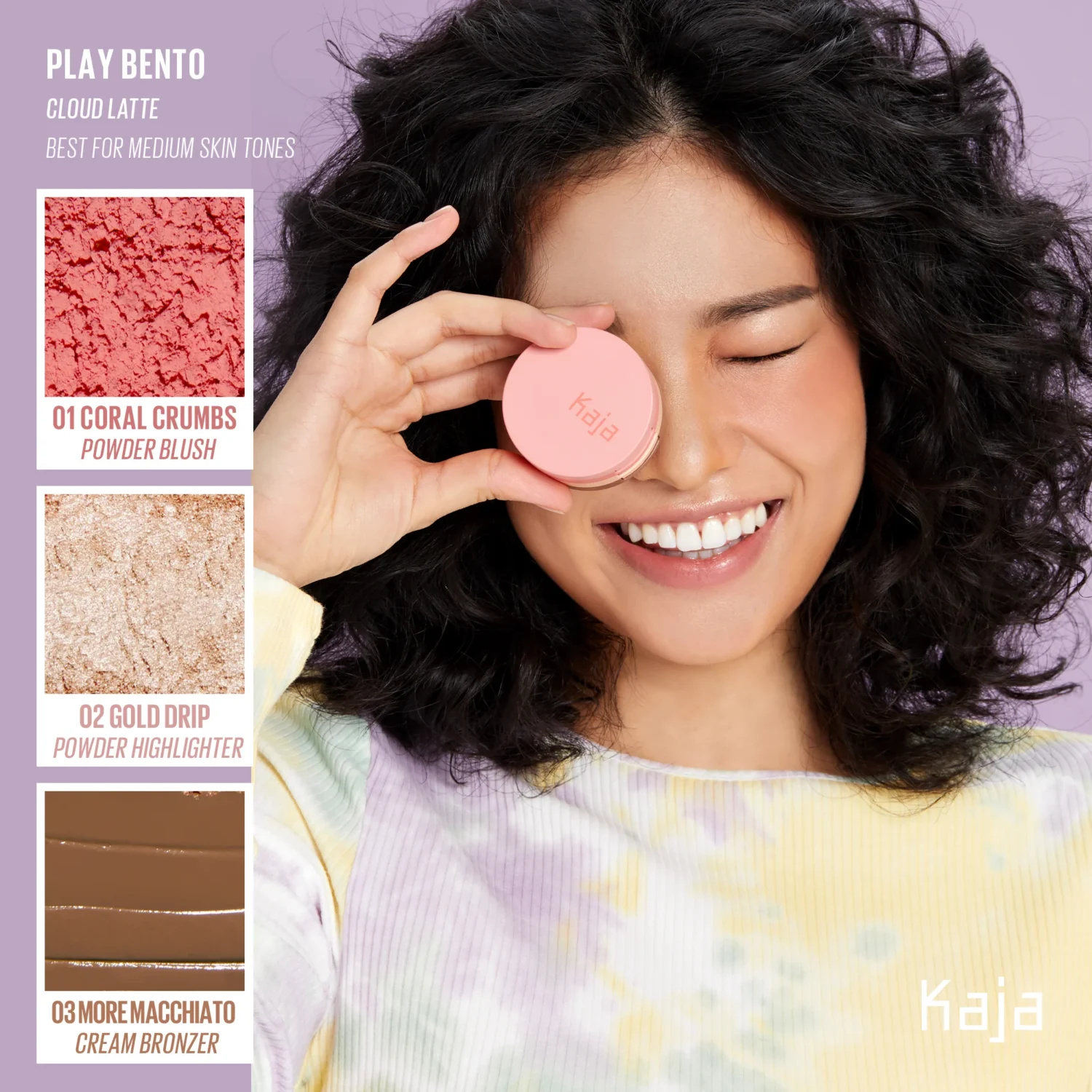 Kaja play bento powder blush highlighter cream bronzer 02 cloud latte 1